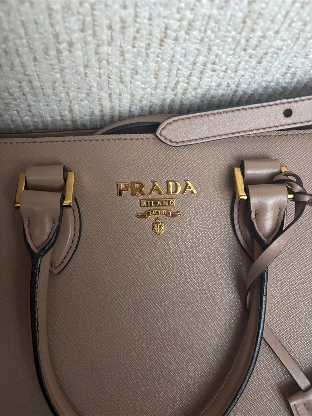 Prada Saffiano Leather Handbag in Cipria Gold Hardware (COMES WITH AUTH CARDS)